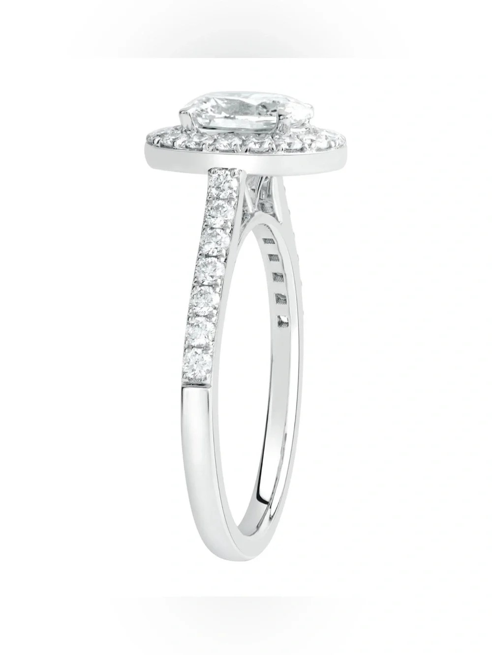 1.5 CTW Diamond Halo Ring Solid Sterling Silver White Gold Plated F-G Size 4-10